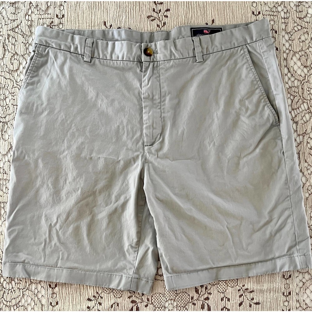 Vineyard Vines Men's 38 x 9 Light Gray Breaker Shorts Twill Stretch Cotton Blend
